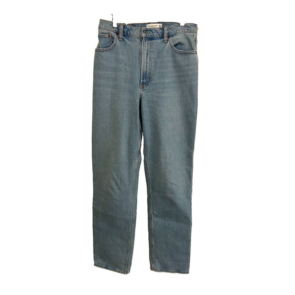 Abercrombie Fitch 90s Straight Ultra High Rise Light Blue Jeans Curve Love 30”